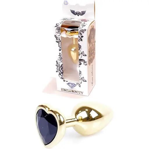 Анальна пробка Boss Of Toys Boss Series - Jewellery Gold Heart Plug Black S, BS6400038, Золотий / Чорний - фото 2