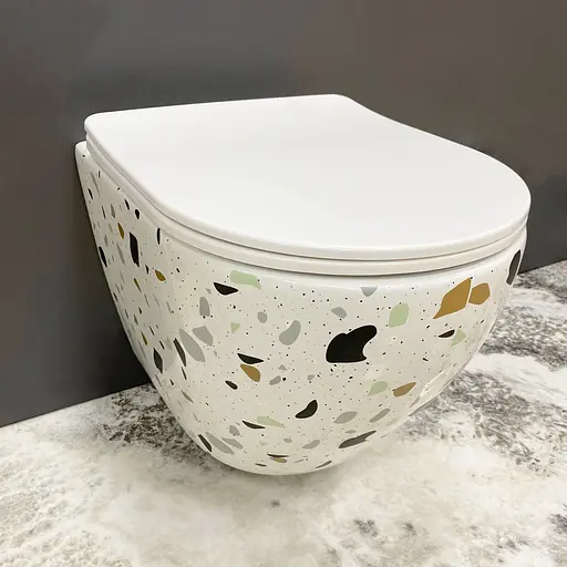 Подвесной унитаз VBI Vulcano terazzo VBI-020409, Белый - фото 7