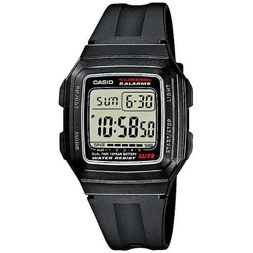 Спортивні чоловічі кварцові наручні годинники Casio оригінал Японія Collection F-201WA-1AEG з полімерним