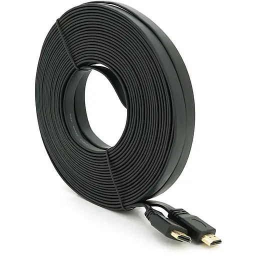 Кабель Merlion HDMI-HDMI 20m, v1.4, плоский Black, (Пакет), Q30