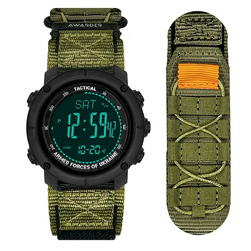 Наручний годинник чоловічий 036 Nylon Tactic Black-Army Green Awarder acs0031930