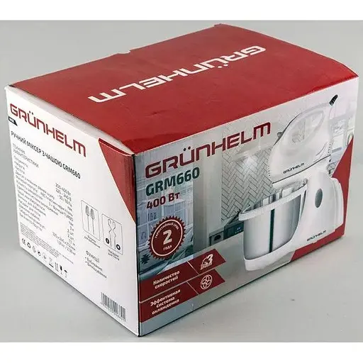 Стаціонарний електричний міксер Grunhelm GRM 660 400 Вт кухонний з насадками - фото 7