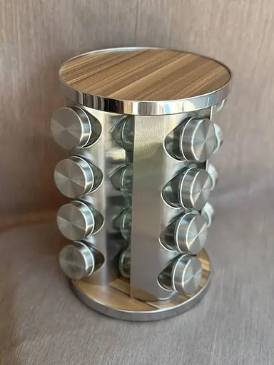 Органайзер набір для спецій на підставці, що обертається, Edenberg EB-18004 16 ємностей для зберігання спецій Сірий - фото 2