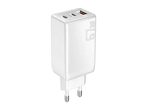 Зарядное устройство адаптер 3 выхода EssagerECT67w Gan порты 1USB 2C 67 W (ECT67W-LJB02-Z) белое - фото 2