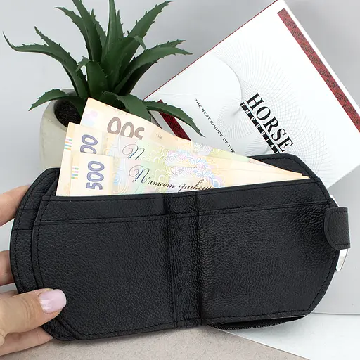 Гаманець жіночий шкіряний маленький Horse Imperial 001B чорний - фото 2