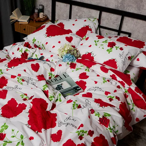 Комплект постільної білизни Moon&Star Бязь Gold Люкс Scarlet Romance Сімейні 143х210х2 наволочки 4х50х70 - фото 6