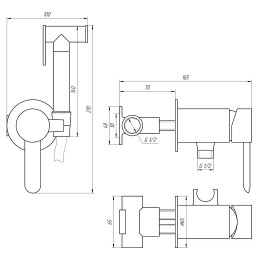 Набор гигиенического душа скрытого монтажа Topaz Corsica TC 16106-H48, Хром - фото 5