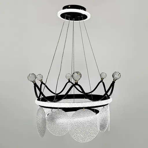 Підвісна чорна люстра у вигляді корони Ø 48 см | Арт. NO2-480 BK | Line F - фото 2