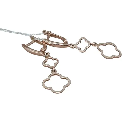 Золотые серьги-подвески Семейные драгоценности Клевер. 1720559