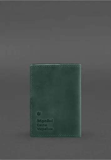 Кожаная обложка для военного билета офицера запаса 8.2 зеленая Crazy Horse - фото 6