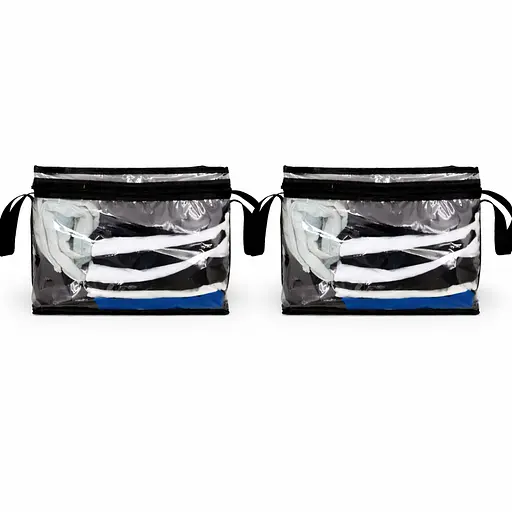 Набор маленьких прозрачных сумок ORGANIZE для хранения вещей 2 шт (черный) - фото 1