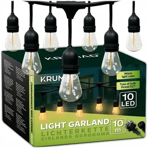 Світлодіодна садова гірлянда KRUMAD 10 м, 10 лампочок KMDW9 E27 - фото 1