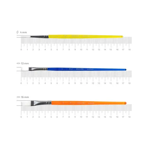 Набір пензлів №4 синтетика 3 шт кругла (№6) плоска (№6 10) Rosa Kids - фото 8