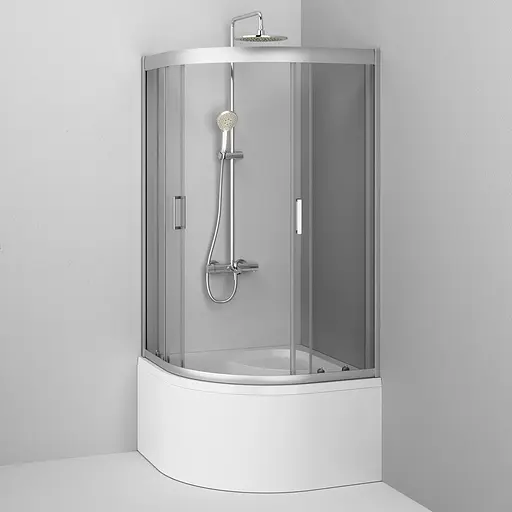 Душевая кабина Am.Pm Gem 1/4 Round 90x90 см без поддона хром матовый W90UG-401A0 90MT, прозрачный, хром матовый - фото 4