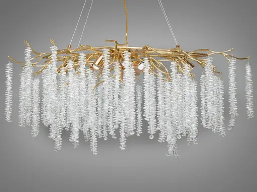 Багата кришталева люстра Гліцинія витягнутої форми, 10 ламп, золото - фото 1