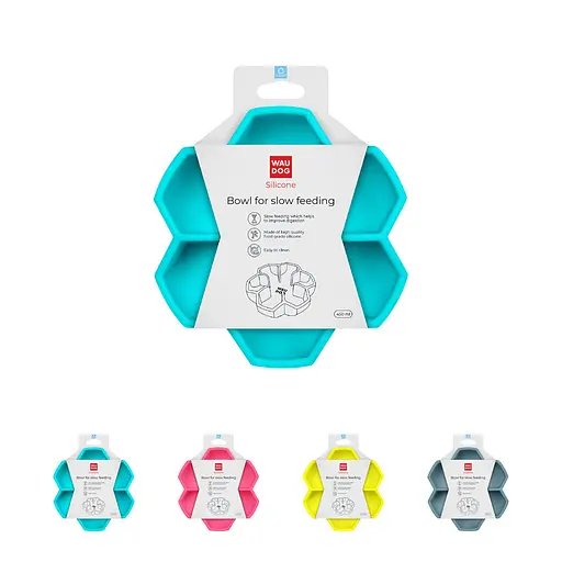 Миска для повільного харчування Waudog Silicone 450 мл блакитний - фото 2