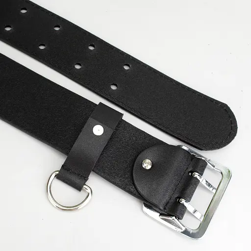 Ремень мужской кожаный широкий черный JK-5080 (120 см) - фото 4