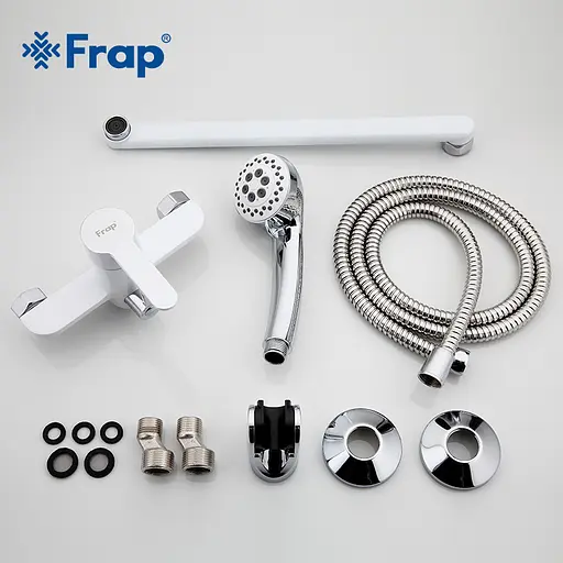 F2241 Змішувач для ванни довгий гусак білий/хром Ø35 Frap 1/10 Білий - фото 3