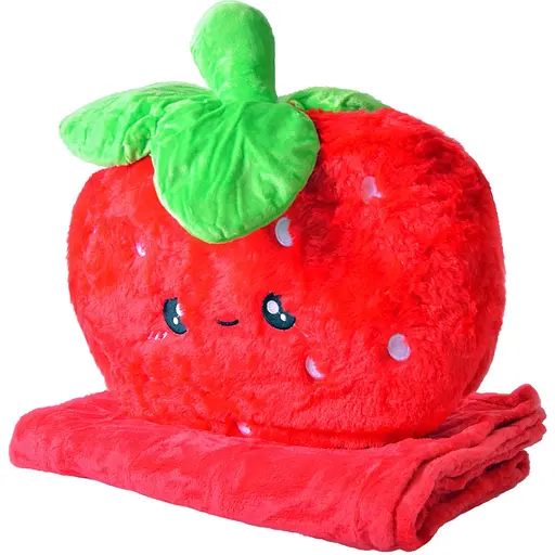 Мягкая игрушка+плед A-Toys Клубника 40 см (80х120 см) красная