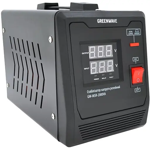 Стабілізатор напруги релейний Green Wave Mauser 2000VA Q4 1400 Вт 1 x Shuko DC140-260V AC220±8% BOX