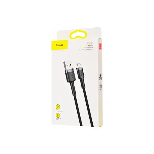 Кабель Baseus cafule Cable USB For Micro 2.4A 1 м Серый + Черный - фото 2