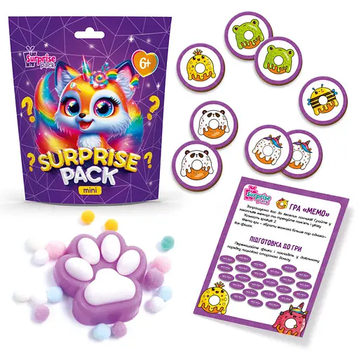 Набір для розваги Vladi Toys "Surprise Pack Mini 3" - гра "Мемо" та сквіш VT8040-03