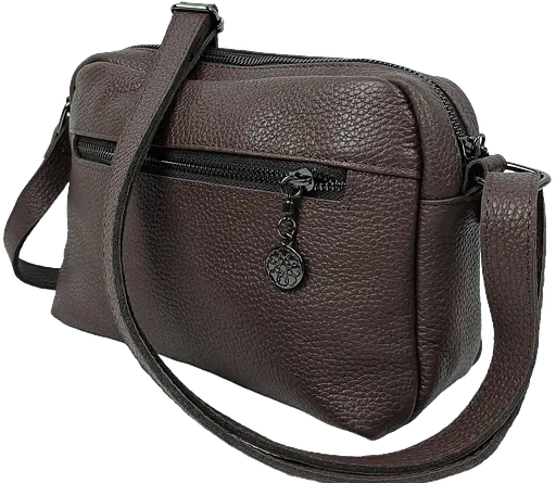 Женская кожаная сумка Borsacomoda на плечо темно-коричневая sum0028718 - фото 4