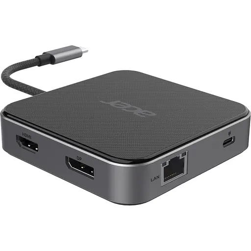 USB-хаб Acer 7-in-1, 8K, HDMI, DP, 2xUSB3.2, USB-C, RJ45, 3.5mm AP (HP.DSCAB.013) - фото 1