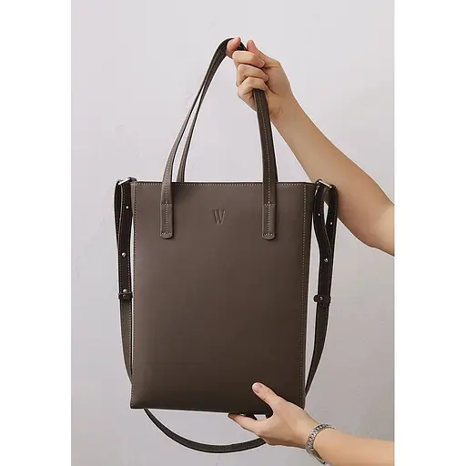 Шкіряний шоппер Nancy темно-бежевий - фото 1