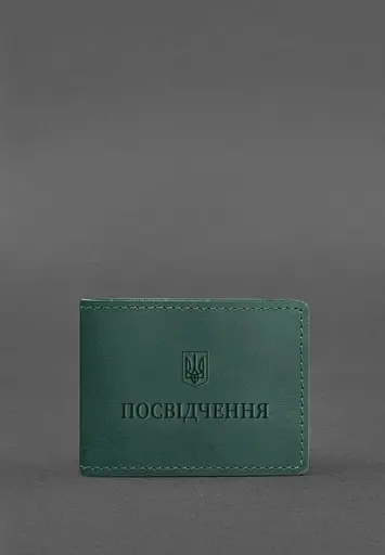 Универсальная кожаная обложка для удостоверения зеленая Crazy Horse - фото 2