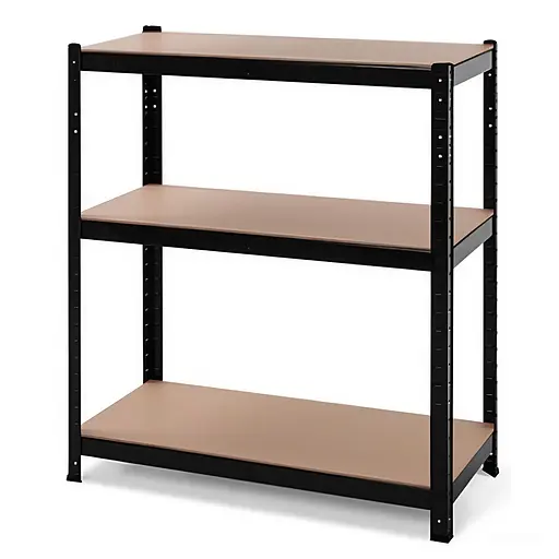 Стелаж металевий 90x70x50 см ЧОРНИЙ 3 полички MДФ (5 мм) БОНА-ПРО