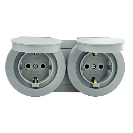 Розетка подвійна Ovivo Electric xOne з заземленням та кришкою сірий - фото 1