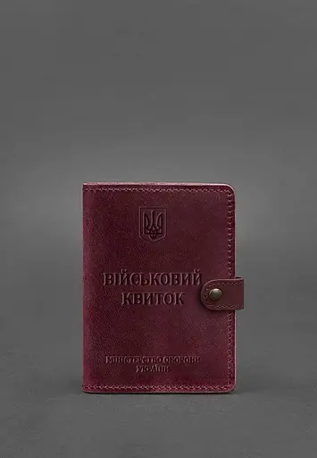 Кожаная обложка-портмоне для военного билета 15.0 бордовая Crazy Horse - фото 2