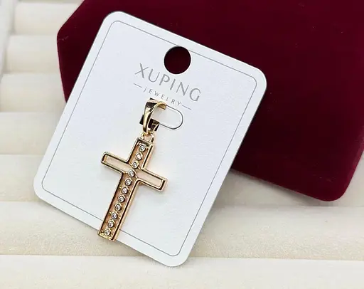 Хрестик гіпоалергенний Xuping з медичного золота гіпоалергенний хрест біжутерія на щодень жіночі прикраси - фото 1