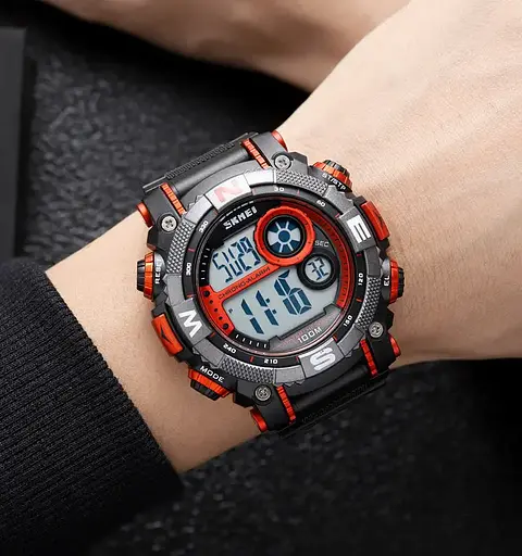 Чоловічий наручний кварцовий годинник Skmei 1887 (Чорний з червоним) - фото 5