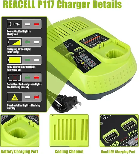 Комплект из 2 аккумуляторов P102 18 В и зарядного устройства - фото 6