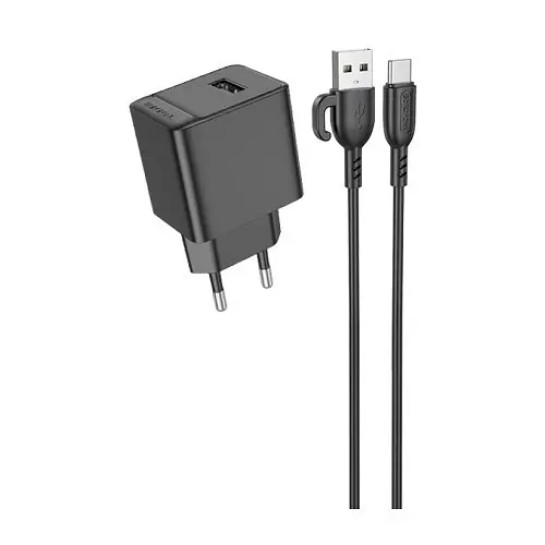 Сетевое зарядное устройство для Borofone BAS12A Erudite single port 18W/QC3.0/1USB + Type-C черный - фото 1
