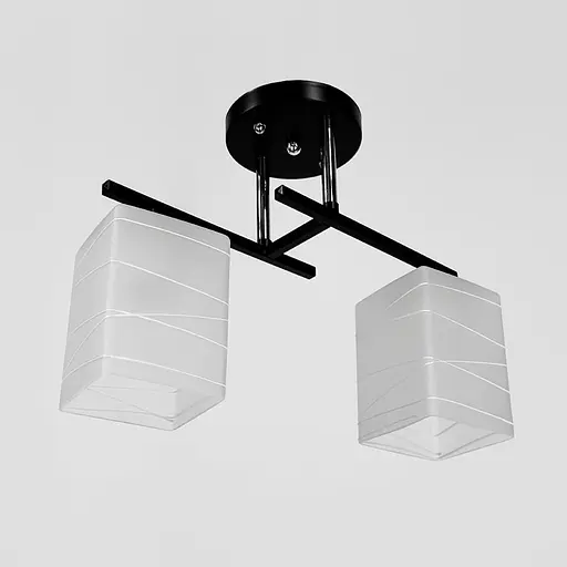 Прямокутний плафонний світильник на 2 лампи в чорному корпусі 34х15 см | Арт. 6944/2 BK+CH | Line F - фото 1