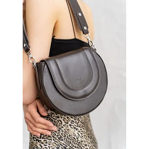 Жіноча шкіряна сумка Mandy темно-коричнева - фото 1