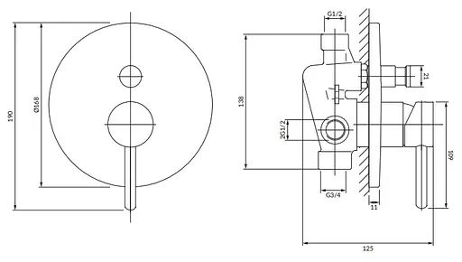 Смеситель скрытого монтажа для душа Omnires Y gold (Y1235GL) - фото 3