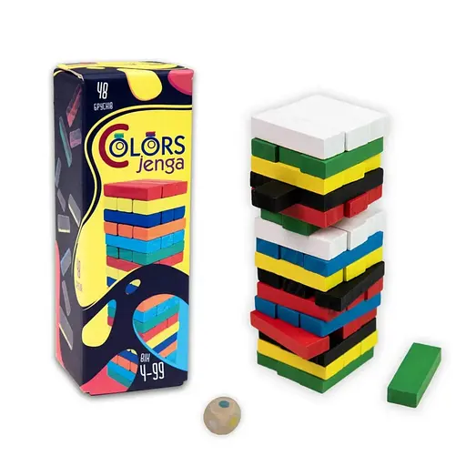 Настільна гра "Colors Jenga" Strateg 30717, 48 брусків, українською мовою - фото 1