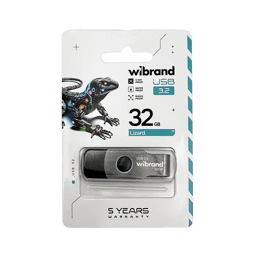Флеш-накопичувач Wibrand USB 3.2 Gen1 Lizard 32GB чорний - фото 2