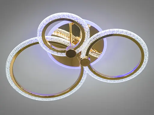 LED люстра з пультом, диммером і кольоровою підсвіткою, 55W, золото - фото 2