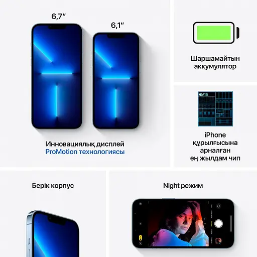 Смартфон Apple iPhone 13 Pro Max 128GB Sierra Blue Model A2643 (Grade C) Seller Refurbished - фото 9