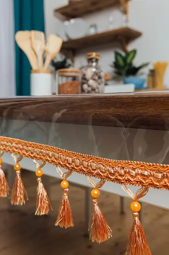 Скатертина силіконова з персиковою бахромою 300х140 см - фото 4