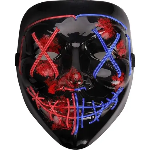 Маска на Хэллоуин со светодиодной подсветкой AnanBros The Purge Mask 3 режима освещения для косплей-вечеринки