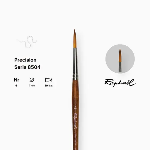 Кисть синтетика круглая (имитация соболя) Raphael Precision, №4, короткая ручка - фото 2
