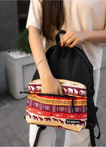 Женский рюкзак Sambag Active черный тканевый с принтом "Africa" ​​40 х 33 х 14 см (11811147) - фото 4