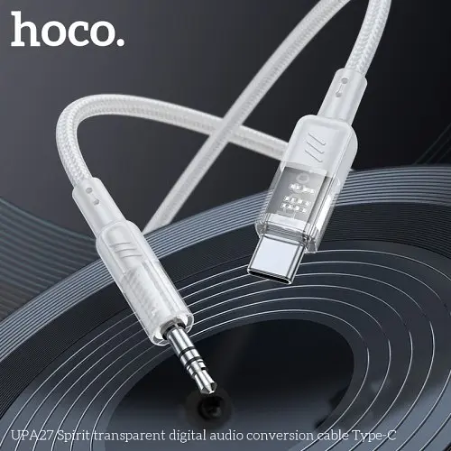 Аудиоадаптер Hoco UPA27 Spirit transparent digital audio conversion cable Type-C 1.2 м серый - фото 2