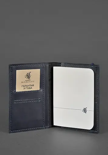 Шкіряна обкладинка для паспорта 2.0 синя - фото 3